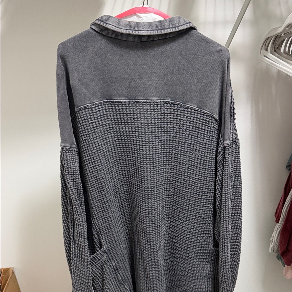 Free People Charcoal Button-Up Tunic - Picture 2 of 4